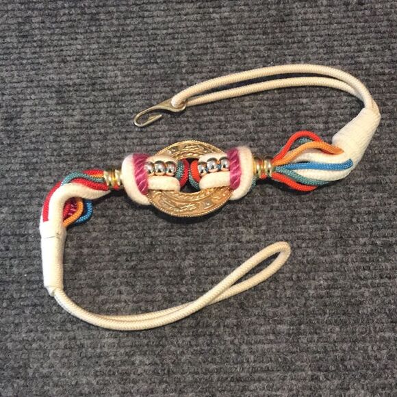 Bohemian Style Vibrant Multicolor Rope Belt Gold & Silver Details 32" Size Small - Picture 3 of 12